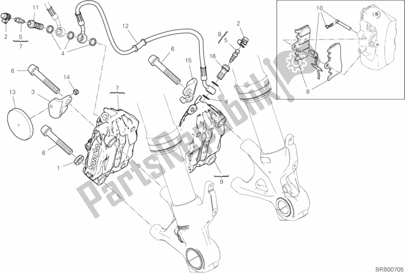 Tutte le parti per il Sistema Frenante Anteriore del Ducati Superbike Panigale V2 955 2020